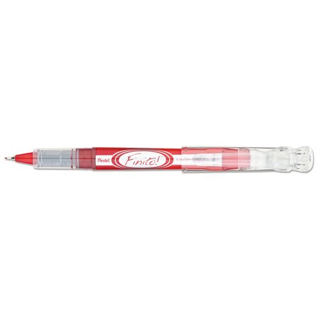 PENTEL Finito Stick Porous Point Pen, Extra-Fine 0.4mm, Red/Silver, PK12 SD98B